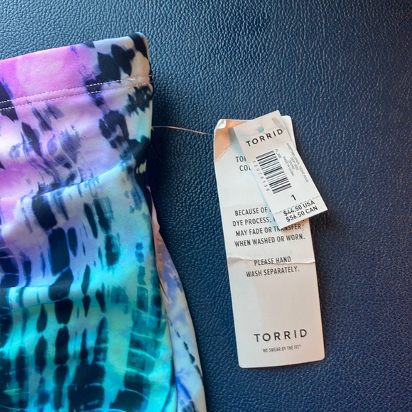🆕Torrid Blue & Purple Tie-Dye High Waist Ruched Swim Bottom 1X NWT - Picture 4 of 12